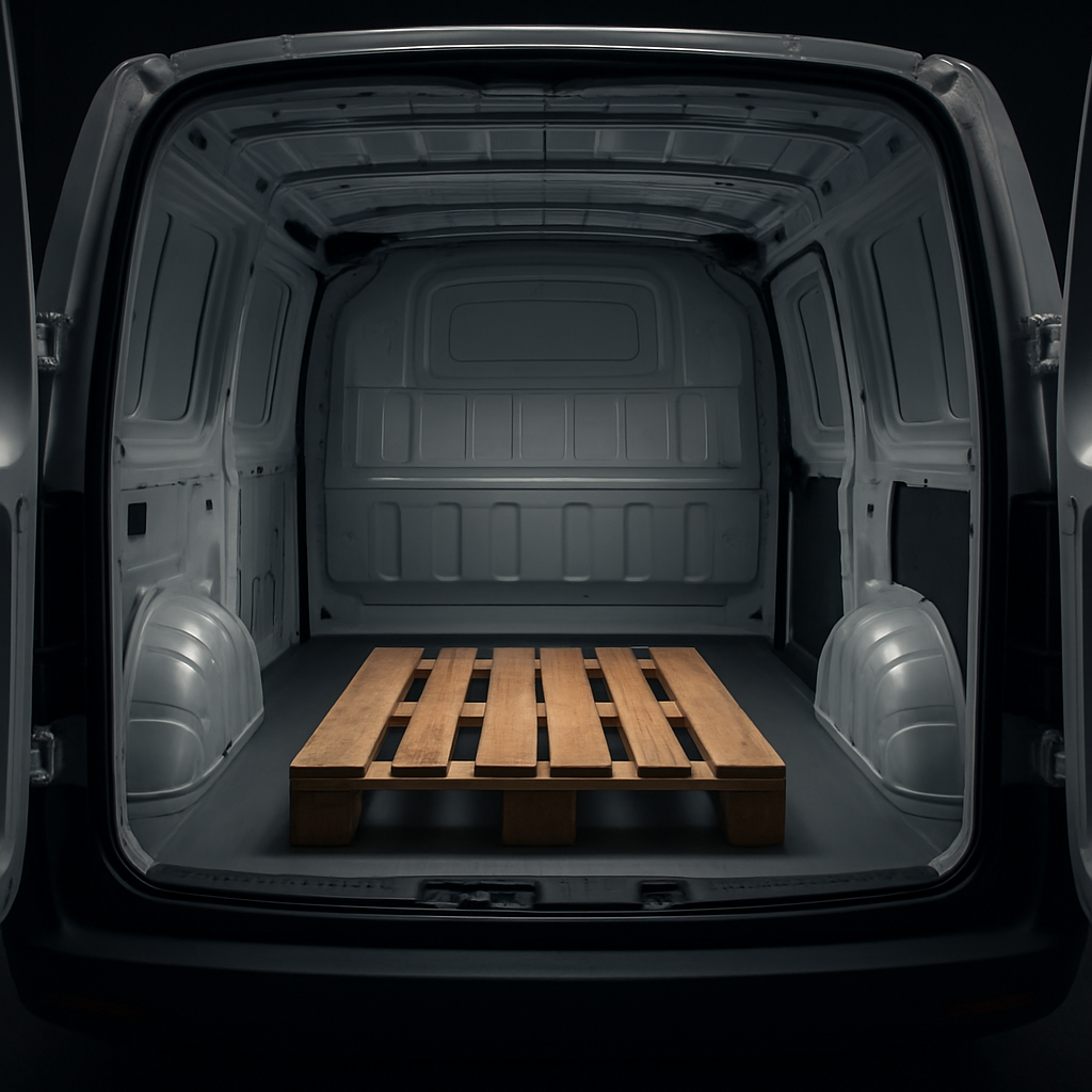 Interior cargo load space of the Vauxhall Vivaro with a standard pallet